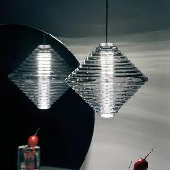 Tom Dixon LED závěsné světlo Press Cone, čiré, 34 cm, 927, sklo - Ø baldachýn 14,5 cm transparentní 1 x 6 W LED - Doprava zdarma