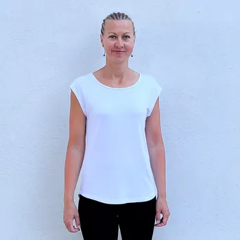 Bambusový Volný Top Easy Bez Rukávu Bílý Dámský Velikost: M