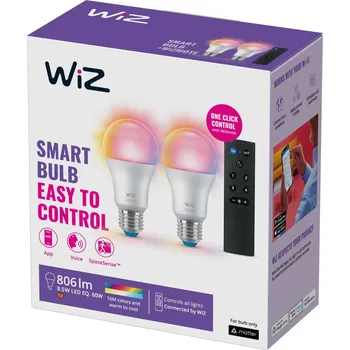 Lampička WiZ A60 LED matná WiFi E27 8,5W RGBW Dálkové ovládání sada 2 ks - Doprava zdarma