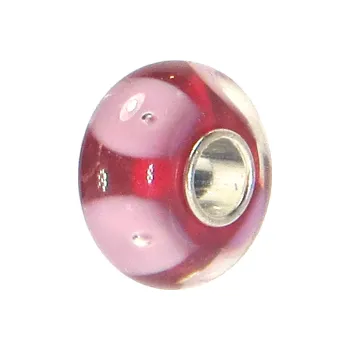 Korálek Korálek skleněný DUET červenorůžový TOPBEADS