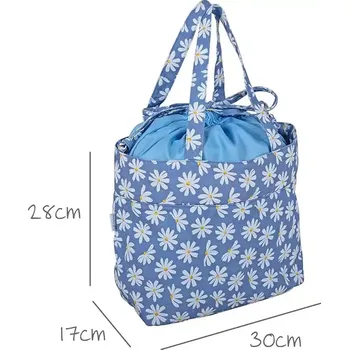 Organizér galanterie Velká taška na pletení a háčkování - Kopretiny (Drawstring Craft Bag Daisies)