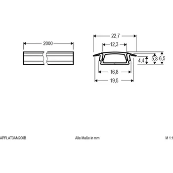 Lampička EVN APFLAT3 hliníkový profil 200cm T profil, černá - vnitřní šířka 1,23 cm černý; opálový - Doprava zdarma