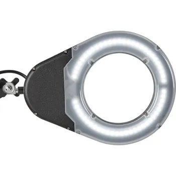 Lampička MAULviso LED lupa, černá, výška 50 cm, svorka - Délka kabelu 170 cm; délka spodní tyče 41 cm; délka ramene lampy 41 cm; hlava lampy - délka 26,5 cm, šířka 20 cm; šířka upnutí až 6,3 cm LED 8 W celkem - Doprava zdarma