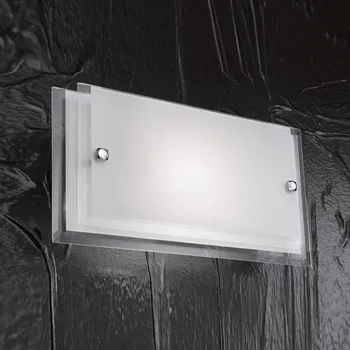 Lampička Fabas Luce Skleněné nástěnné světlo Maggie bílá satinovaná, stříbrná 1 x 60 W - Doprava zdarma