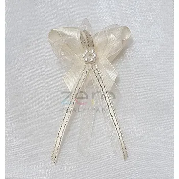 Svatební dekorace Vonička (vývazek) svatební - slon. kost-slon. kost s perlovým květem