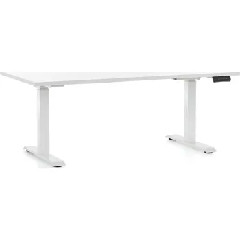 Psací stůl Výškově nastavitelný stůl OfficeTech C, 160 x 80 cm, bílá podnož, bílá