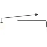 Nástěnné svítidlo Luceplan Malamata, matně černé - Výška nástěnného držáku 20 cm; délka zástrčkového kabelu 250 cm; Ø difuzoru 22 cm černá matná, opálová 1 x LED dioda - Doprava zdarma