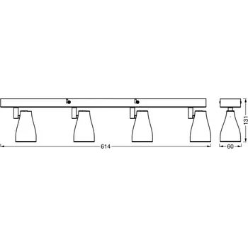 Lampička LEDVANCE Pear LED bodovka GU10 4 zdroj šedá - hlava - délka 9,2 cm, Ø 6 cm 4 x 4,3 W GU10 LED - Doprava zdarma