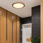 Globo Stropní svítidlo Bruno LED s dřevěným rámem CCT Ø 30 cm Světlé dřevo, bílá, černá LED 12 W celkem - Doprava zdarma