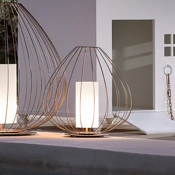 Lampička Karman Cell - stojací lampa s klecí, Ø57cm, bronz - Ø základny 30 cm; Ø difuzoru 16 cm bronzová, bílá 1 x 52 W - Doprava zdarma