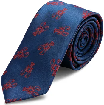 Kravata Námořnicky modrá úzká kravata s humry - Trendhim