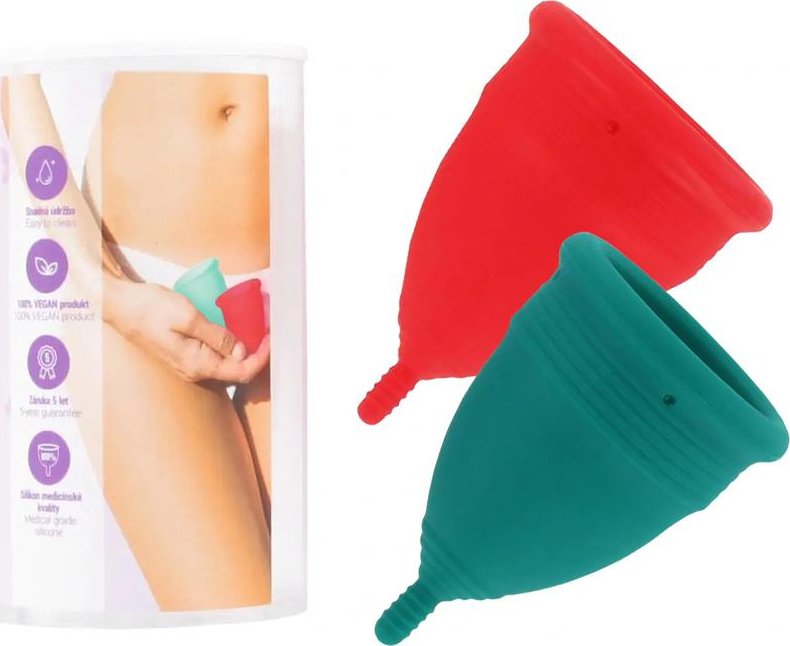 IntimFitness menstruační kalíšky sada zelený 25 ml / červený 30 ml