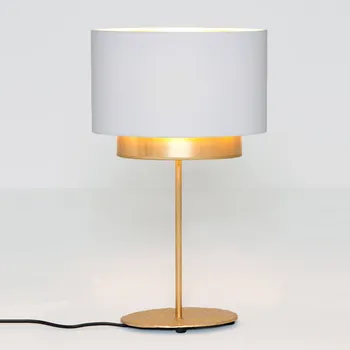 Lampička Holländer Stolní lampa Mattia, ovál, dvojitá, bílá/zlatá bílá, zlatá 1 x 40 W - Doprava zdarma