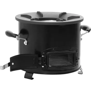 Turistický vařič vidaXL Kempingový vařič na dřevo černý 36 x 26 x 22,5 cm kov