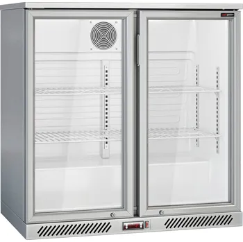 GGM Gastro Barová lednice se skleněnými dvířky a 2 policemi 0,9 m 220 l šedá
