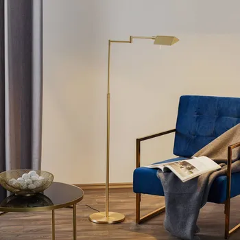 Lampička Knapstein Danuta nastavitelná stojací lampa LED, mosaz matná - průměr podstavce 24 cm Mosaz / zlato 1 x 16,8 W LED - Doprava zdarma