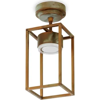 Lampička Moretti Luce LED venkovní stropní světlo Cubic 3373 mosaz/opál - Ø baldachýn 12,5 cm antická mosaz, opálová LED celkem 13 W - Doprava zdarma