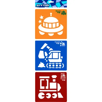 Smt Creatoys Kreslící šablony 3 ks 12 x 12 cm Ufo, Bagr, Lokomotiva