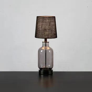 Lampička Markslöjd Stolní lampa Costero, kouřově šedá/černá, 43 cm - kabel 200 cm transparentní, přírodní 1 x 40 W - Doprava zdarma
