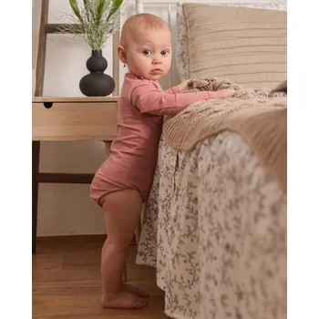 Dětské body s dlouhým rukávem, starorůžové 86