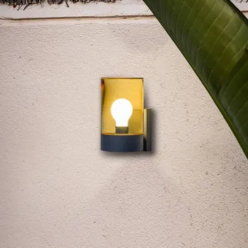 Venkovní osvětlení FARO BARCELONA Venkovní nástěnné světlo Kila, jantar - výška skleněného stínidla 15,5 cm antracit, jantar 1 x 15 W LED - Doprava zdarma