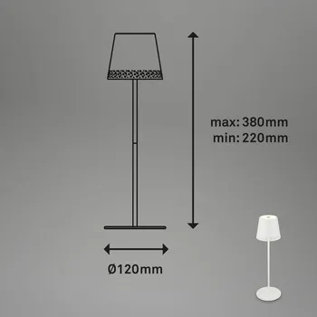 Venkovní osvětlení Briloner Nabíjecí stolní lampa Kiki LED, bílá, IP44, 3 000K LED 2,6 W celkem - Doprava zdarma