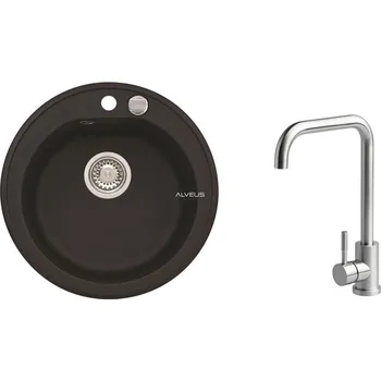 Kuchyňský dřez Set Alveus Niagara 10 Black 91 + Angle Kartáčovaná ocel