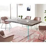 DELIFE Jídelní stůl Edge 200x100 XL akácie platinová sklo Live-Edge