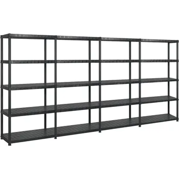 Dílenský regál vidaXL Úložný regál 5patrový černý 366 x 45,7 x 185 cm plast [3059862]