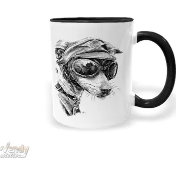 Hrnek - Pes motorkář Barva: Černá