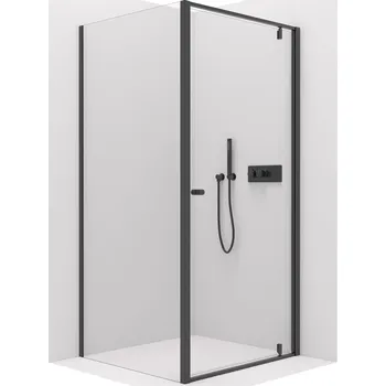 CERANO - Sprchový kout Ferri L/P - 6 mm - černá matná, transparentní sklo - 100x80x195 cm - pivotový