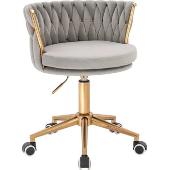 LuxuryForm DESIGN Židle LYON VELUR na zlaté podstavě s kolečky - světle šedá