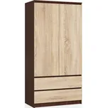 Šatní skříň S90 2 dvířka 2 zásuvky wenge/dub sonoma