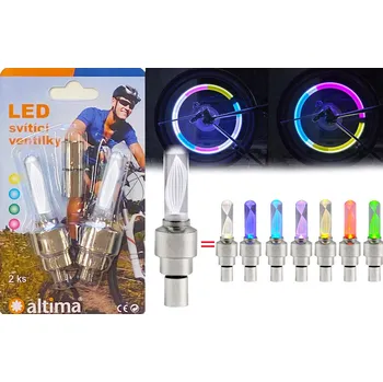 LED svítící ventilky na kolo - vícebarevné - balení 2 ks
