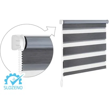 Roleta ZEBRA-SHOP Roleta DEN A NOC / KOMPLET / ZATEMŇUJÍCÍ / GRAFIT MELÍR / BH 2909 Výška: 150, Šířka: 31, Strana ovládání: vpravo