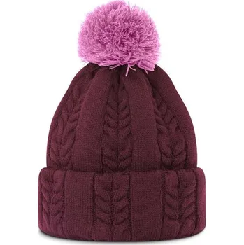 Čepice FootJoy FootJoy Cable Knit Bobble dámská pletená zimní čepice FIG/PINK