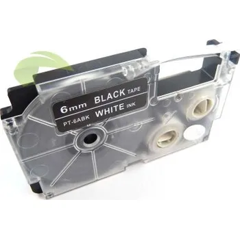 Pásek do tiskárny TONERSYP páska pro Casio XR-6ABK, 6mm x 8m bílý tisk / černý podklad