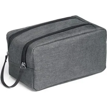 Kosmetická taška WAYNE. Kosmetická taška z materiálu 600D s vysokou hustotou - Šedá, Firemní dárkové předměty s vlastním potiskem