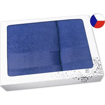 Ručník Dárková sada ručníku a osušky PROUŽEK tmavě modrý