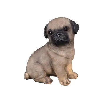 Zahradní dekorace Pes Mops sedící polyresinový 12x16x18cm