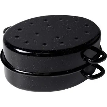 Hrnec Florina Smaltovaný oválný pekáč s pokličkou černá 3 l, 24x30x14 cm 3 l