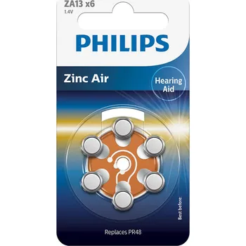 Článková baterie Philips Baterie do naslouchadel PHILIPS ZA13B6A modrá 8x32x32 mm