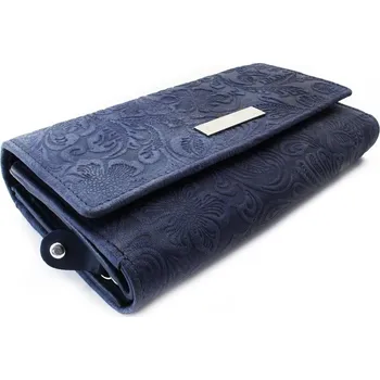 Arwel Tmavě modrá dámská kožená klopnová peněženka se vzorem 511-2235-97