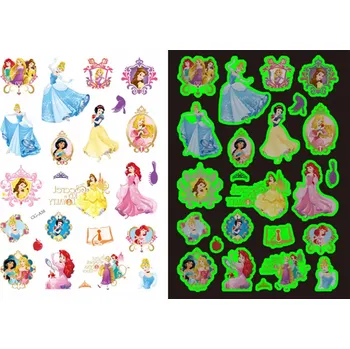 Odstranitelné tetování Dětské dočasné tetování - SVÍTÍCÍ VE TMĚ - DISNEY PRINCEZNY 2 (Značka: TAKARA TOMY)