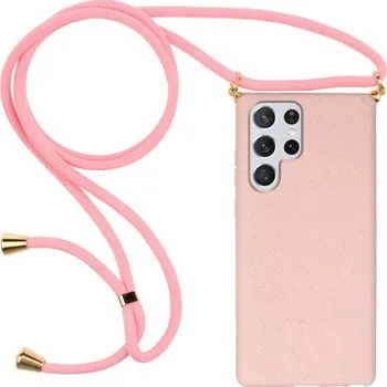 Pouzdro na mobilní telefon VSECHNONAMOBIL 55870 ROPE Kryt se šňůrkou Samsung Galaxy S23 Ultra 5G růžový