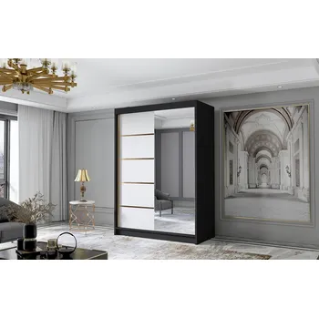 Šatní skříň Šatní skříň LUNGO III 120 cm - černá/bílá