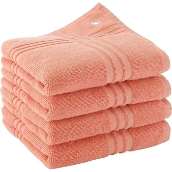 Utěrka Blancheporte Sada 4 čtvercových froté ruřníků na ruce, s očkem broskvová