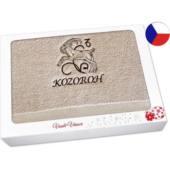 Vánoční dekorace Vánoční dárkové balení ručníku Znamení Kozoroh béžová/hnědá