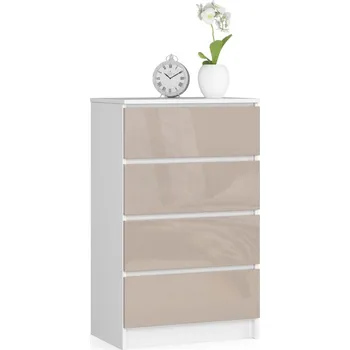 Šatní skříň Komoda K60 4SZ bílá/cappuccino lesk