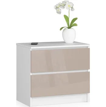Noční stolek Noční stolek K60 2S - bílá/cappuccino lesk